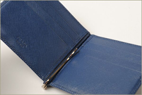 p 083 15 5 Prada Saffiano Metal Folding Wallet Cobalt Blue