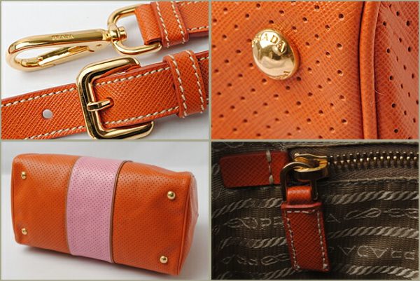 p 084 15 3 Prada Saffiano Fori Mini Bag Papaya Caramel