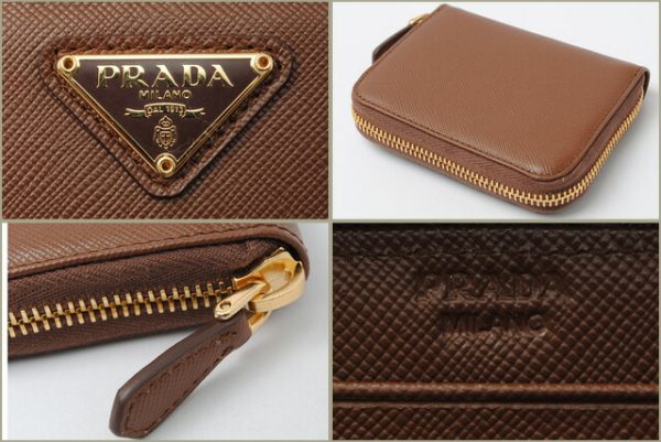 p 090 15 2 Prada Saffiano Triang Coin Case Palissadro Brown