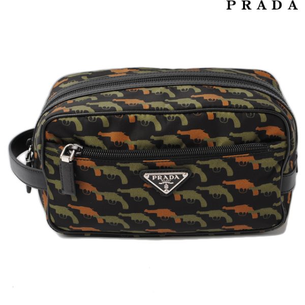 p 094 15 1 Prada Pouch Clutch Bag Khaki Orange