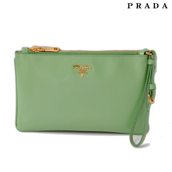 p 16 001 1 Prada Flat Pouch Strap Saffiano Bag Aqua Green