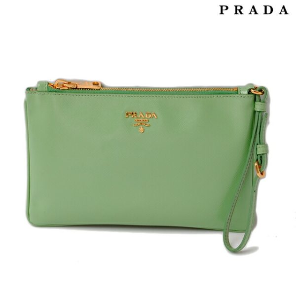 p 16 001 1 Prada Clutch Bag Flat Pouch Saffiano Aqua Green