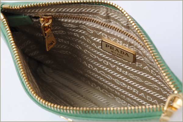 p 16 001 5 Prada Flat Pouch Strap Saffiano Bag Aqua Green