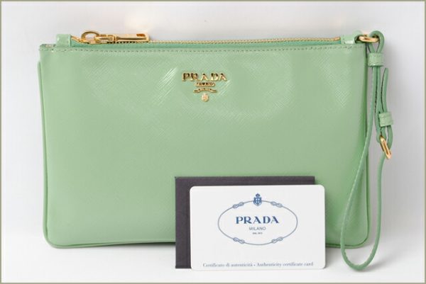 p 16 001 6 Prada Flat Pouch Strap Saffiano Bag Aqua Green