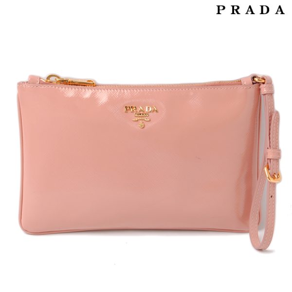 p 16 002 1 Prada Flat Pouch Strap Saffiano Bag Pink Beige