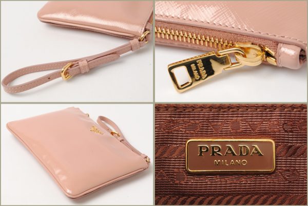 p 16 002 3 Prada Flat Pouch Strap Saffiano Bag Pink Beige