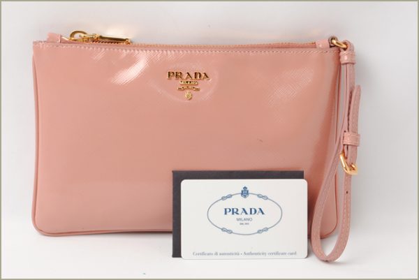 p 16 002 6 Prada Flat Pouch Strap Saffiano Bag Pink Beige