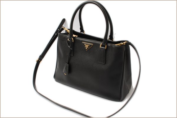 p 16 005 6 Prada Two Way Handbag Saffiano Black