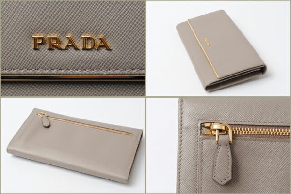 p 16 009 2 Prada Long Wallet Clutch Saffiano Greige