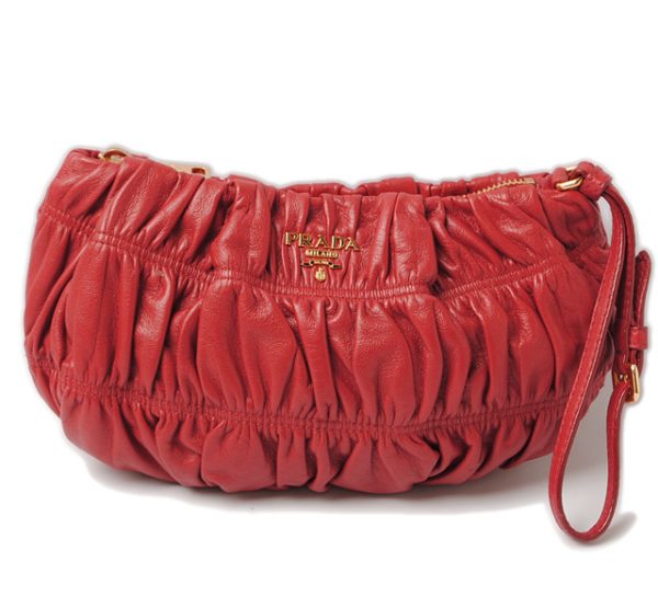 p 16 0094 1 Prada Clutch Bag Strap Lambskin Bag Rouge Red