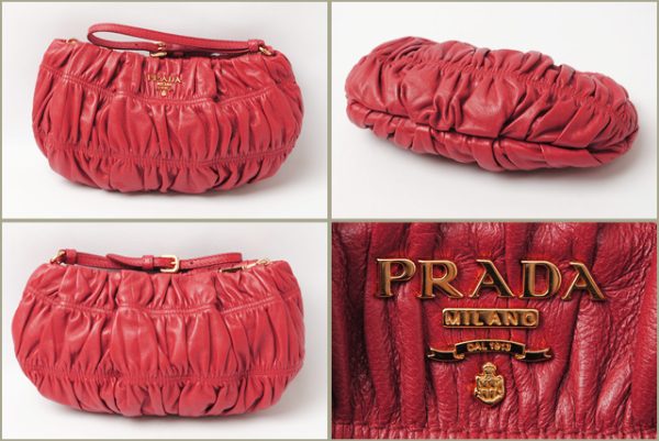 p 16 0094 2 Prada Clutch Bag Strap Lambskin Bag Rouge Red