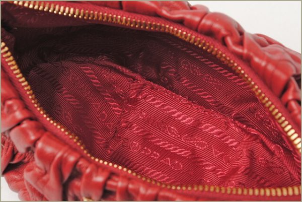 p 16 0094 4 Prada Clutch Bag Strap Lambskin Bag Rouge Red