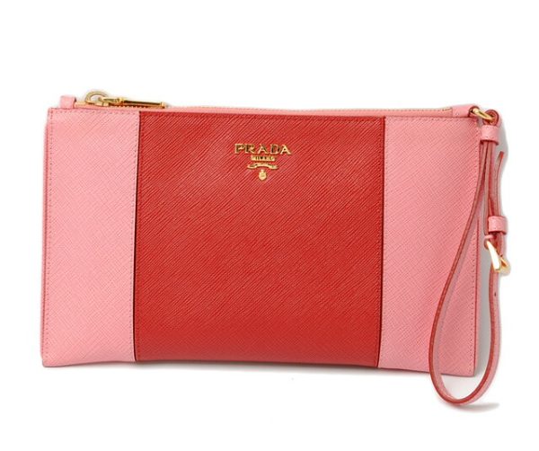 p 16 010 1 Prada Clutch Bag Flat Pouch Saffiano Pink Beige