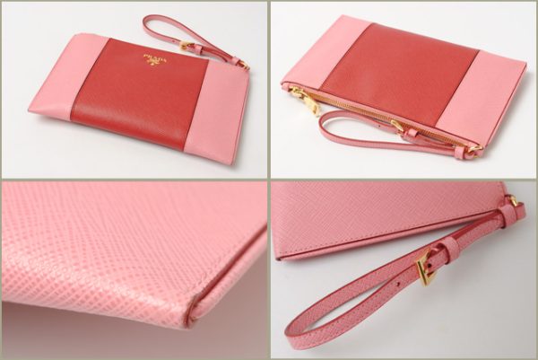 p 16 010 3 Prada Clutch Bag Flat Pouch Saffiano Pink Beige