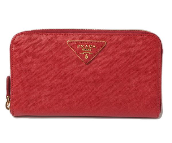 p 16 013 1 Prada Saffiano Traiang Long Wallet Fuoco