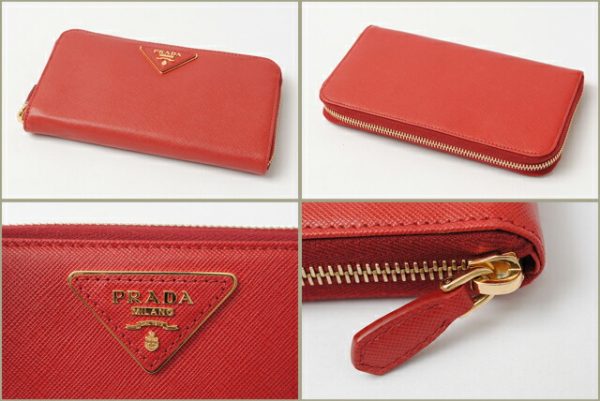 p 16 013 2 Prada Saffiano Traiang Long Wallet Fuoco