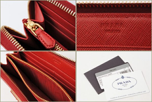 p 16 013 3 Prada Saffiano Traiang Long Wallet Fuoco