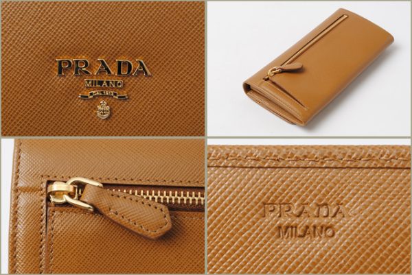 p 16 024 3 Prada Saffiano Metal Long Wallet Caramel