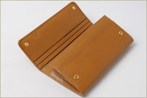 p 16 024 5 Prada Saffiano Metal Long Wallet Caramel