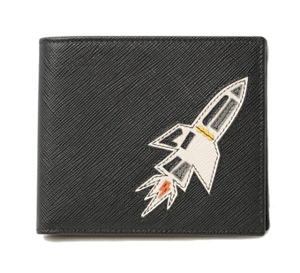 p 16 033 1 Prada Saffiano Rocket Folding Wallet Nero