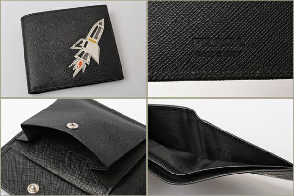 p 16 033 4 Prada Saffiano Rocket Folding Wallet Nero