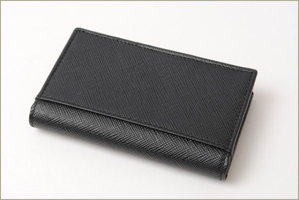 p 16 047 2 Prada Card Case Saffiano Nero Bluette Black