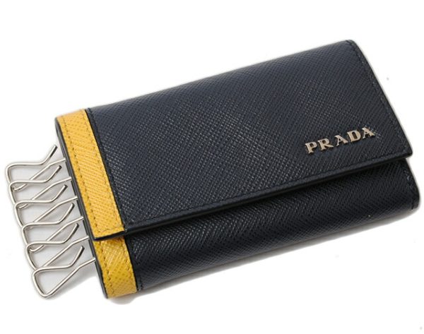 p 16 054 1 Prada Key Case Saffiano Blue