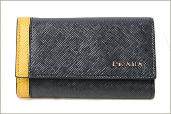 p 16 054 3 Prada Key Case Saffiano Blue