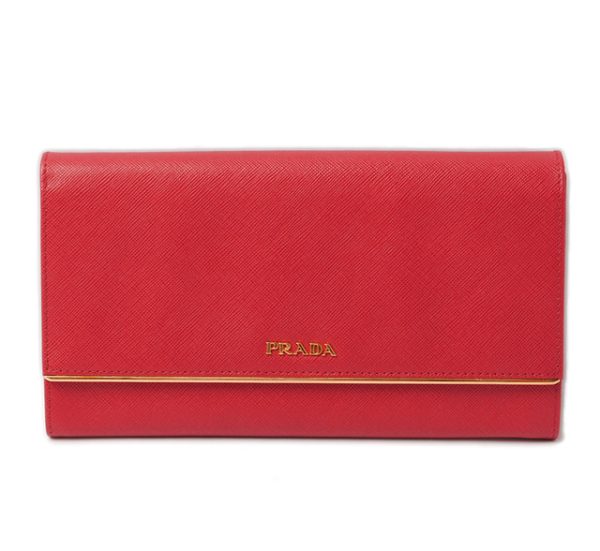 p 16 100 1 Prada Long Wallet Clutch Saffiano Red