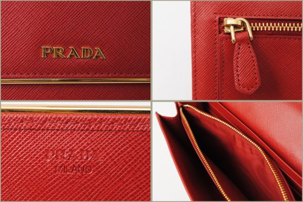 p 16 100 2 Prada Long Wallet Clutch Saffiano Red