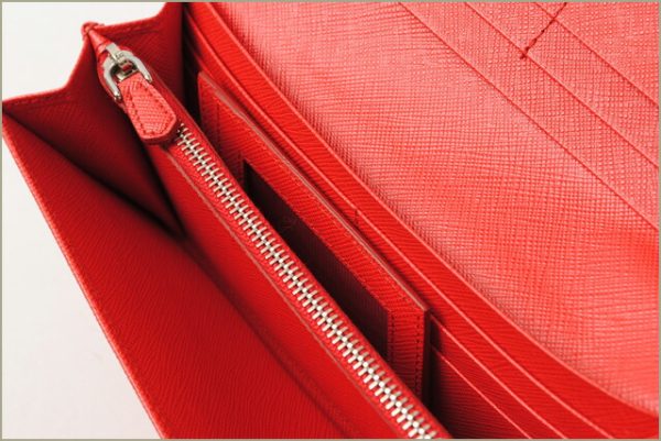 p 16 104 4 Prada Long Wallet Pass Case Saffiano Rouge