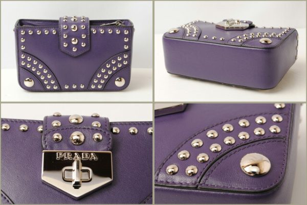 p 16 106 2 Prada Mini Pouch Studded Calf Bag Purple