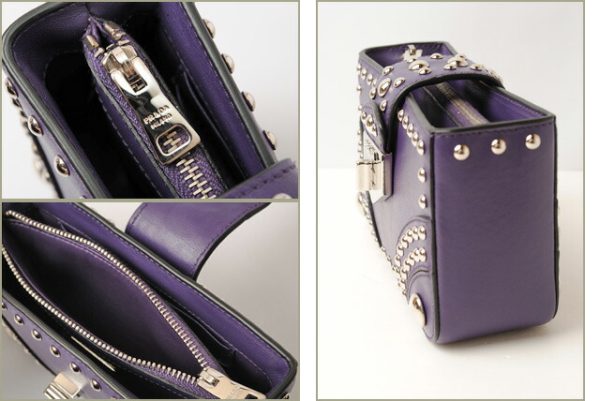 p 16 106 3 Prada Mini Pouch Studded Calf Bag Purple