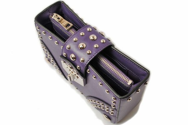 p 16 106 4 Prada Mini Pouch Studded Calf Bag Purple