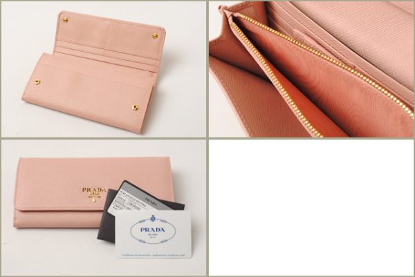 p 16 109 6 Prada Long Wallet Pass Case Saffiano Pink Beige