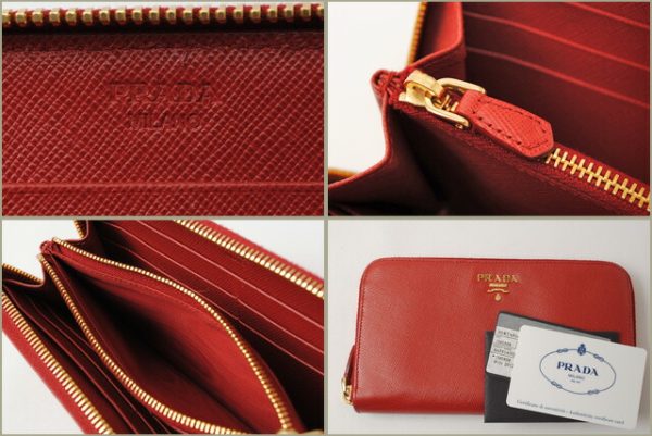 p 16 110 4 Prada Saffiano Metal Long Wallet Fuoco