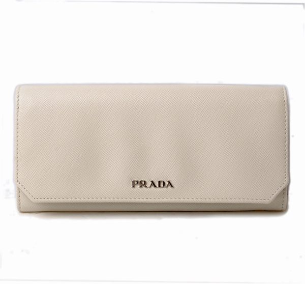 p 16 124 1 Prada Long Wallet Saffiano White Black