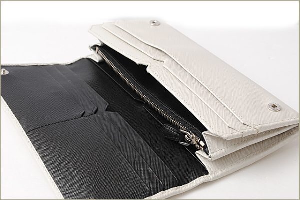 p 16 124 5 Prada Long Wallet Saffiano White Black