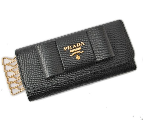 p 16 127 1 Prada Key Case 6 Rows Saffiano Fiocco Nero