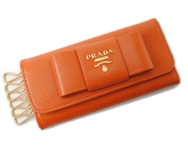 p 16 128 1 Prada Key Case 6 Rows Saffiano Fiocco Papaya