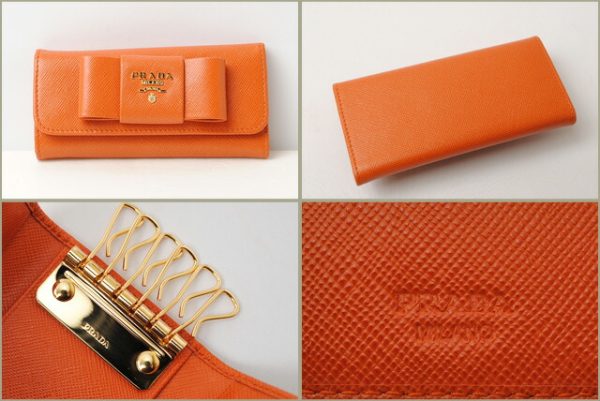 p 16 128 3 Prada Key Case 6 Rows Saffiano Fiocco Papaya