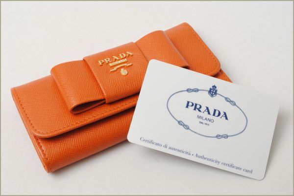 p 16 128 4 Prada Key Case 6 Rows Saffiano Fiocco Papaya