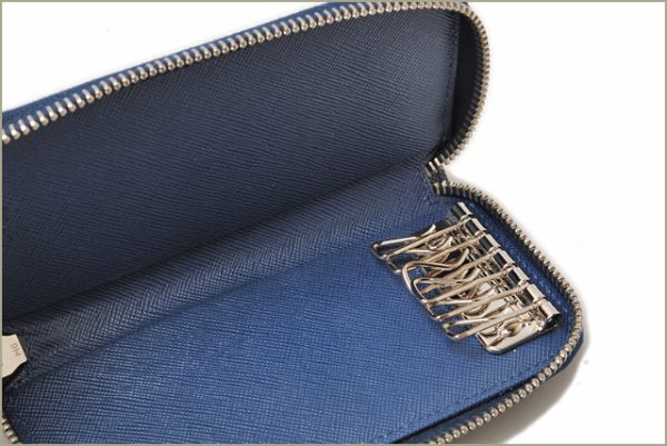 p 16 139 2 Prada Key Case 6 Rows Saffiano Bluette