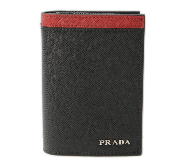 p 16 173 1 Prada Card Case Card Holder Saffiano Riga Nero Rubino