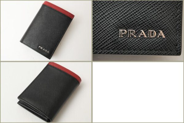 p 16 173 4 Prada Card Case Card Holder Saffiano Riga Nero Rubino