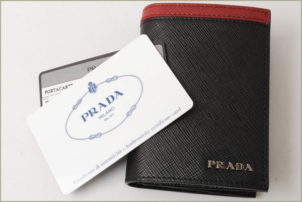 p 16 173 5 Prada Card Case Card Holder Saffiano Riga Nero Rubino