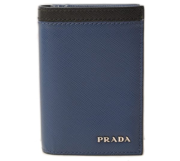 p 16 174 1 Prada Card Case Saffiano Blue Black