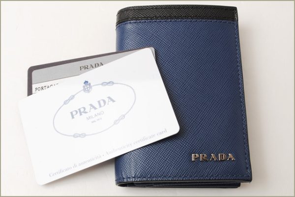 p 16 174 5 Prada Card Case Saffiano Blue Black