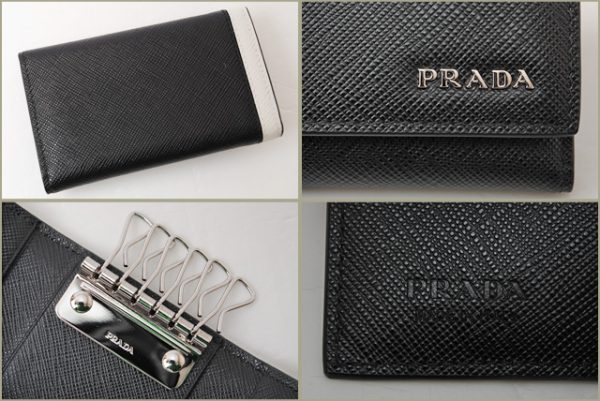 p 16 201 4 Prada Line Saffiano Key Case Nero Talco