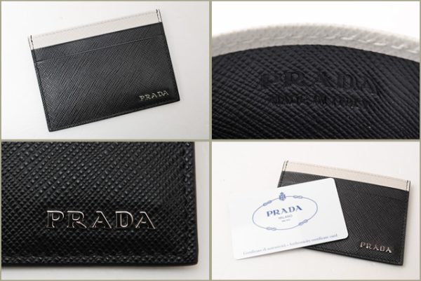 p 16 204 4 Prada Line Saffiano Card Case Nero Talco